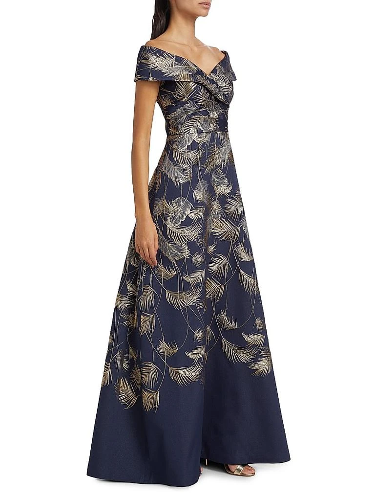 Teri Jon Jacquard Off-The-Shoulder Gown 4