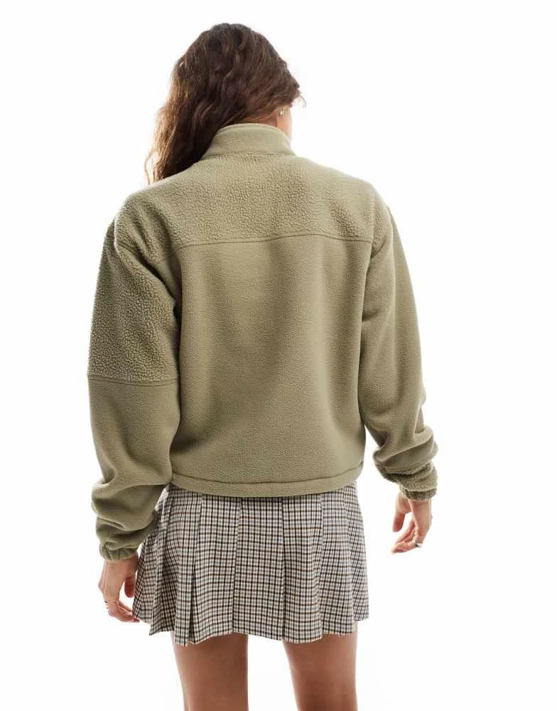 DICKIES Dickies polar and sherpa fleece with quarter zip in khaki green 3