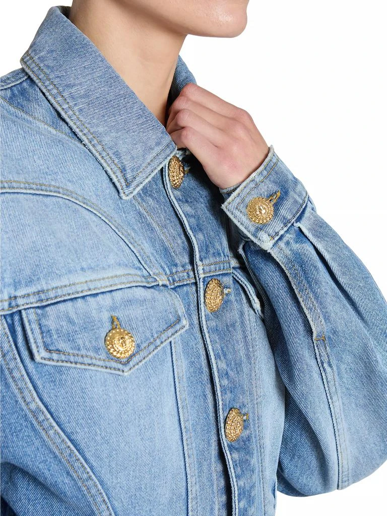 Balmain Denim Ruffled Peplum-Hem Jacket 6