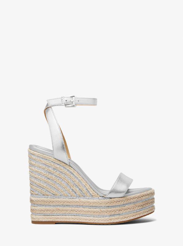 Michael Kors Leighton Metallic Leather Wedge Sandal