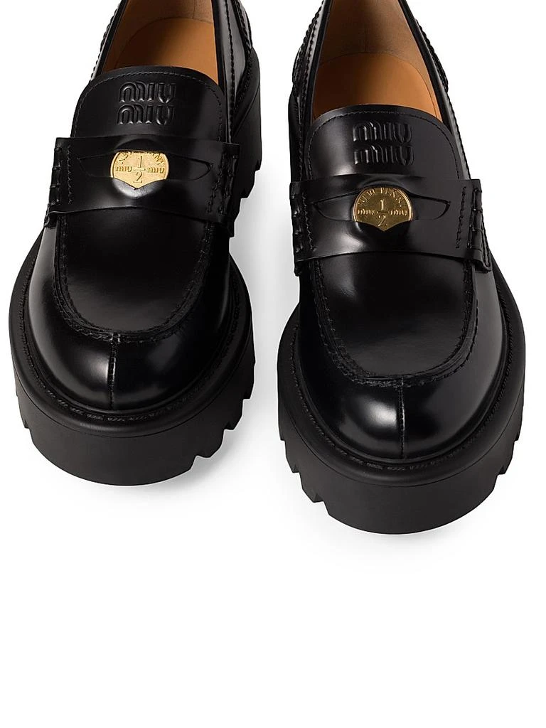 Miu Miu Brushed Leather Loafers 2