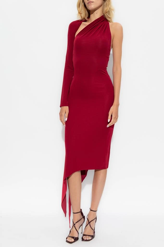 courreges asymmetric dress Long Slash Crepe Dress - Grenat - XS