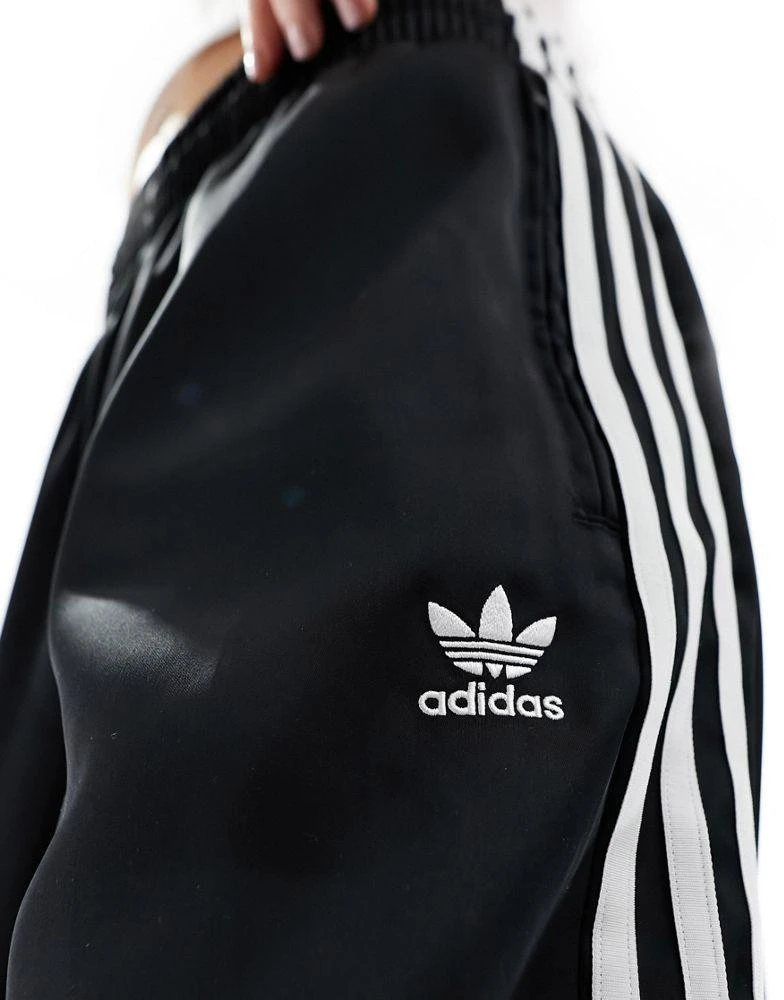 Adidas adidas Originals wide leg satin joggers in black 2