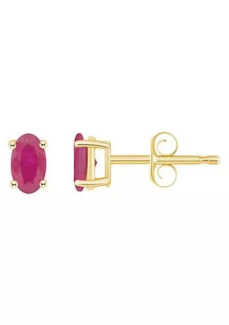 Belk & Co. Co. 14K Gold 5X3 Oval Ruby Earrings 1