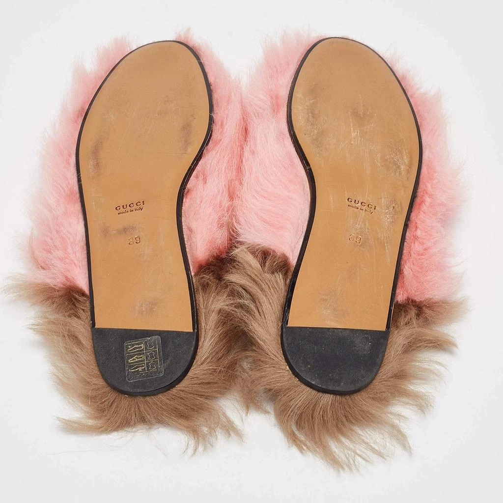 Gucci Gucci Pink Shearling Princetown Horsebit Flat Mules Size 39 6