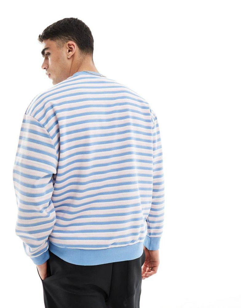 ASOS ASOS DESIGN oversized textured sweatshirt in multicoloured stripe 2
