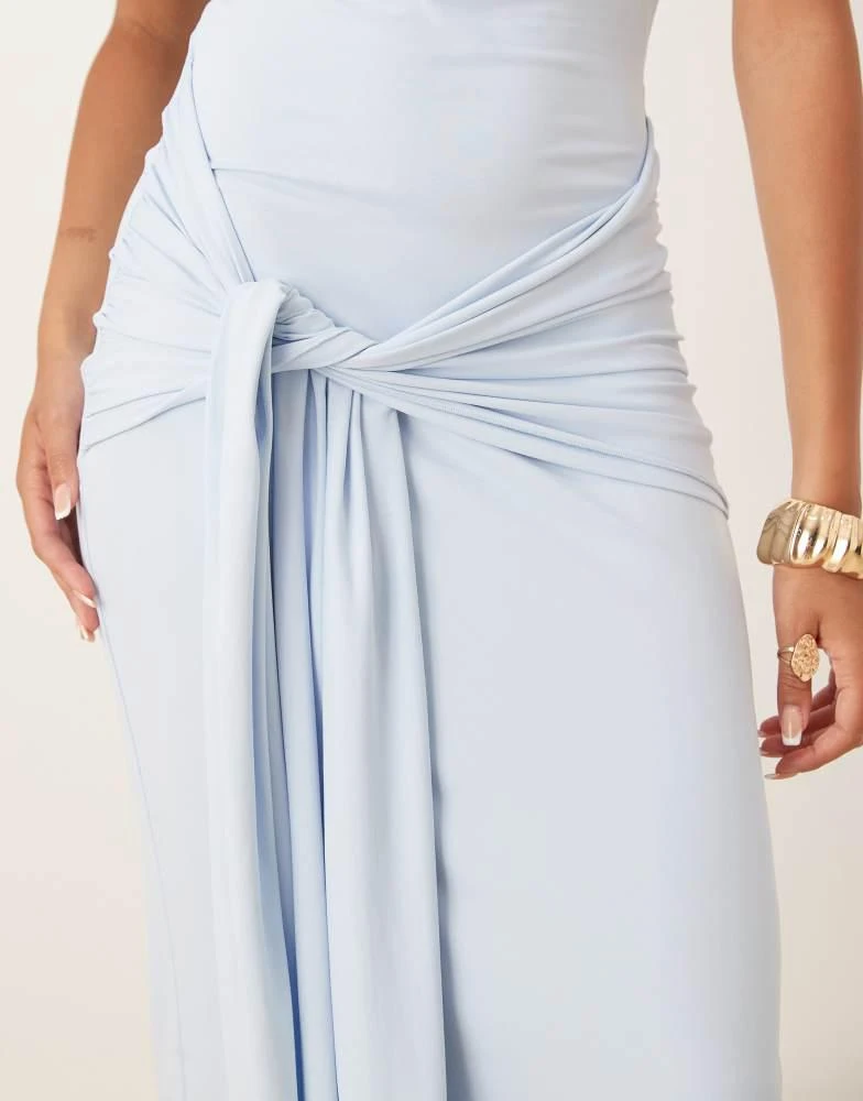 Gina Tricot soft tie front knot maxi dress in light blue