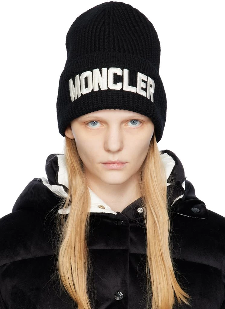 Moncler Black Embroidered Beanie 1