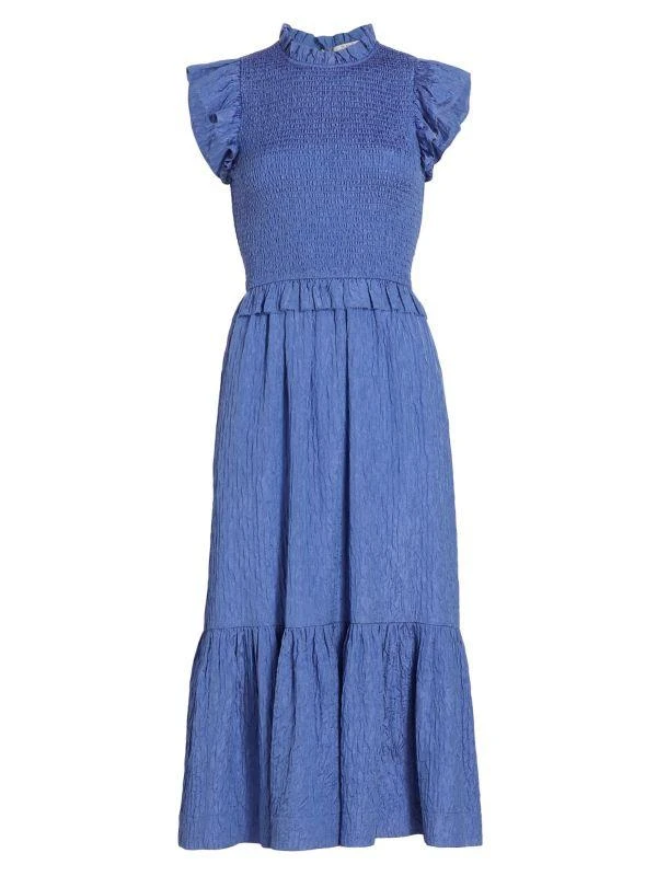 Sea Siya Silk-Blend Flutter-Sleeve Midi-Dress 6