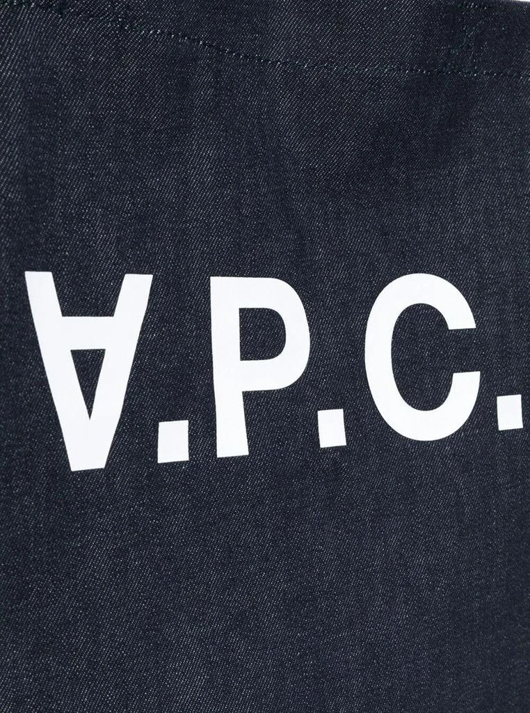 A.P.C. 'Daniela' Blue Tote Bag With Logo Lettering Print On The Front In Denim Woman 4