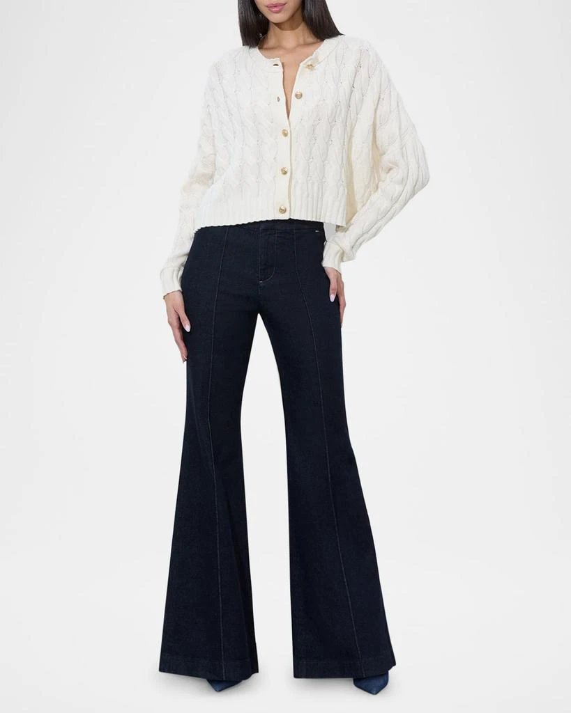 Alice + Olivia Cecilie Cropped Cable-Knit Cardigan 5
