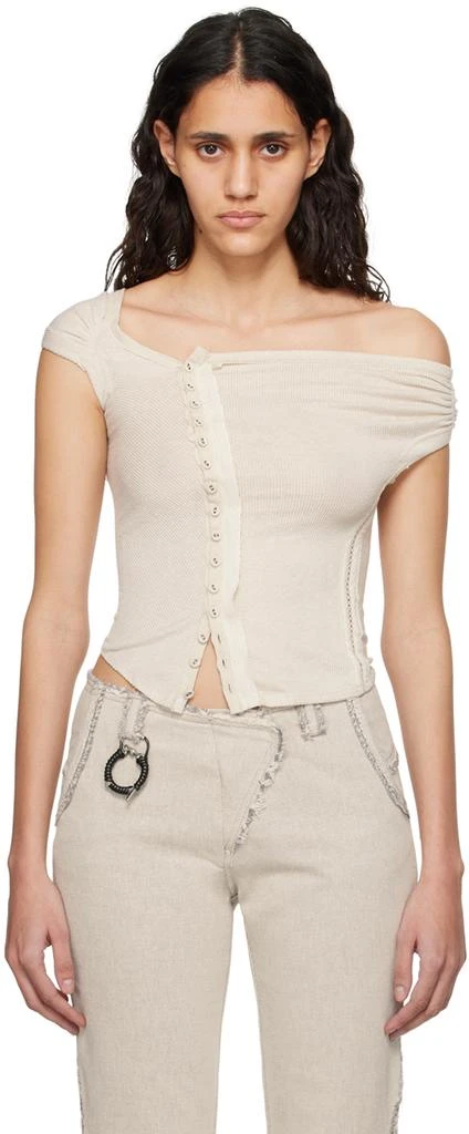 Hyein Seo SSENSE Exclusive Beige Tank Top 1
