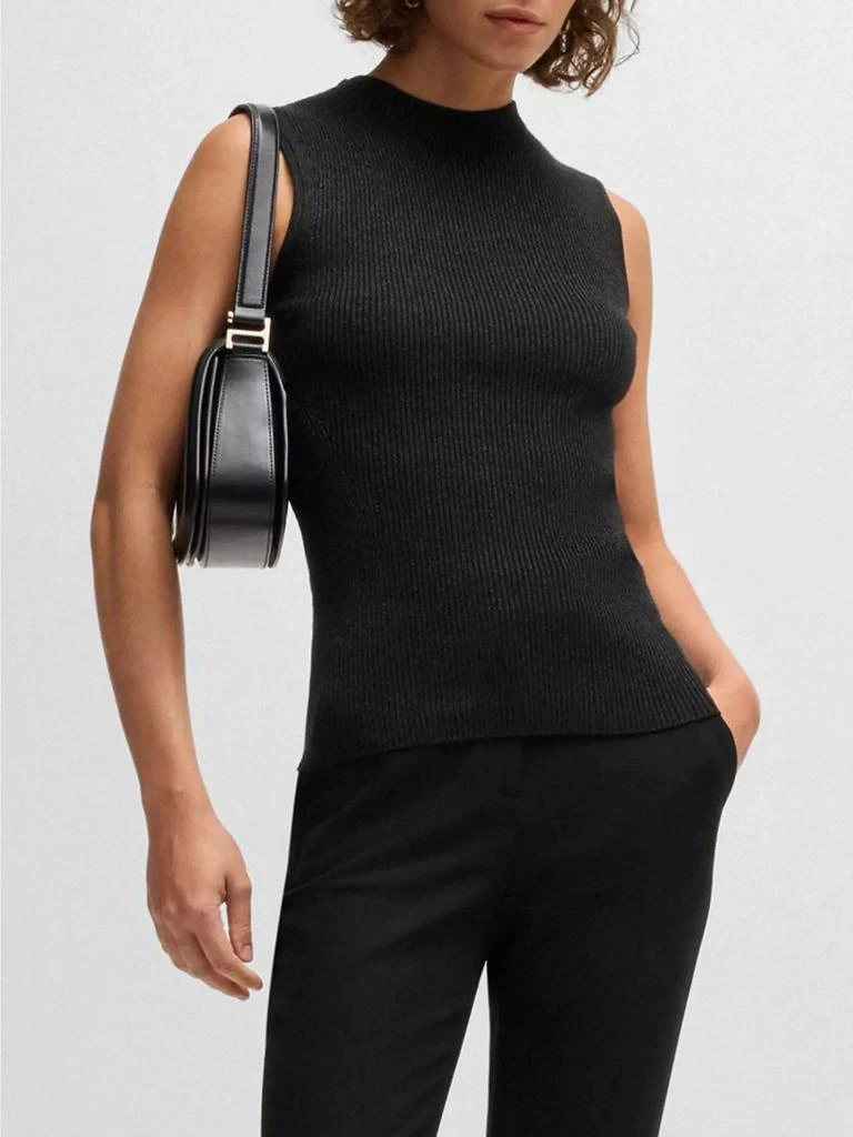 Hugo Boss Sleeveless Ribbed Top with Sparkle Effect 2