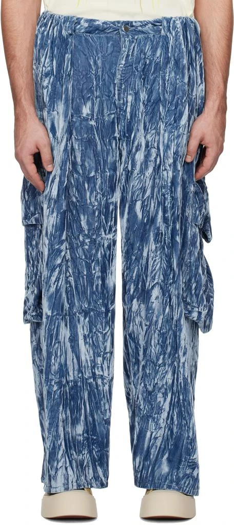 Collina Strada Blue Pleated Cargo Pants 1