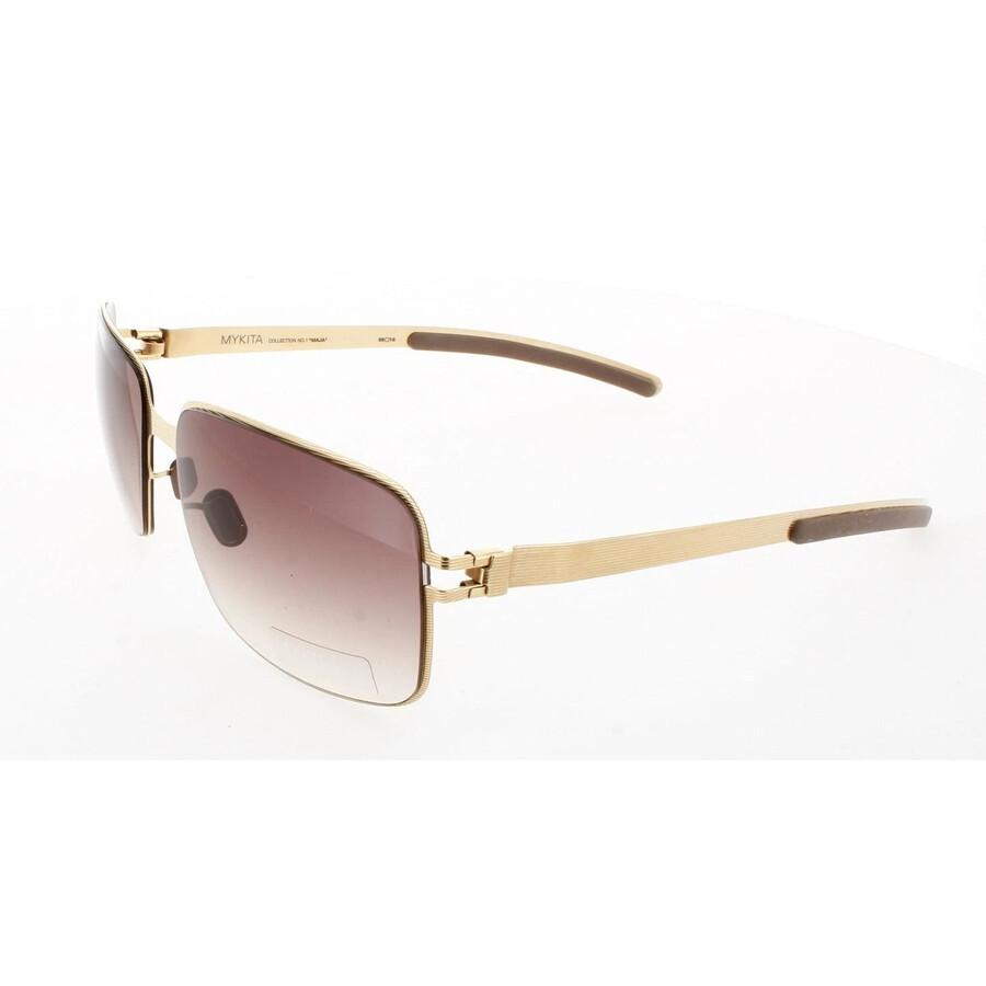 Mykita NO1 SUN-MAJA-GOLD LINE Bordeax Gradient Rectangular Unisex Sunglasses NO1 SUN-MAJA 006 59