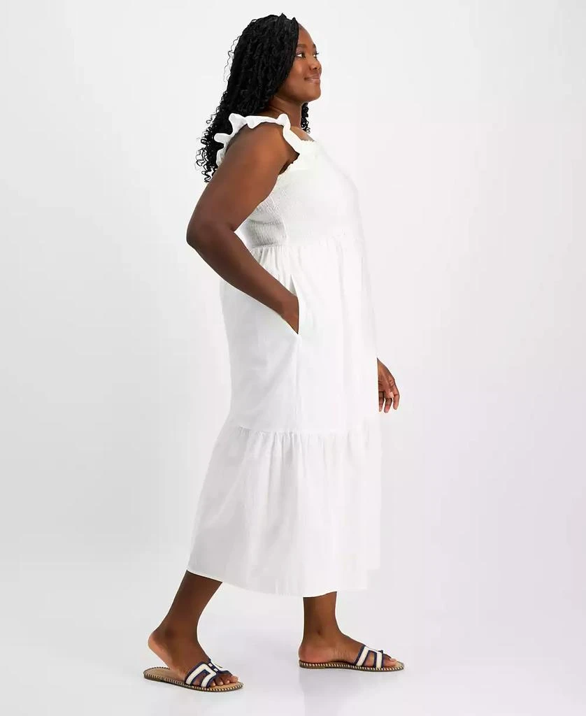 On 34th Plus Size Woven Solid Smocked Ruffled Midi Dress, Created for Macy's 2