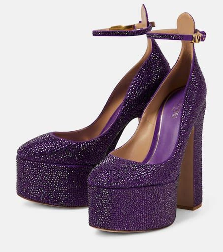 Valentino Tan-Go embellished leather platform pumps 5
