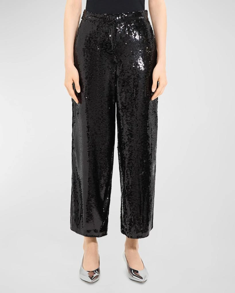 Theory Sequin Relax Straight-Leg Pants 3