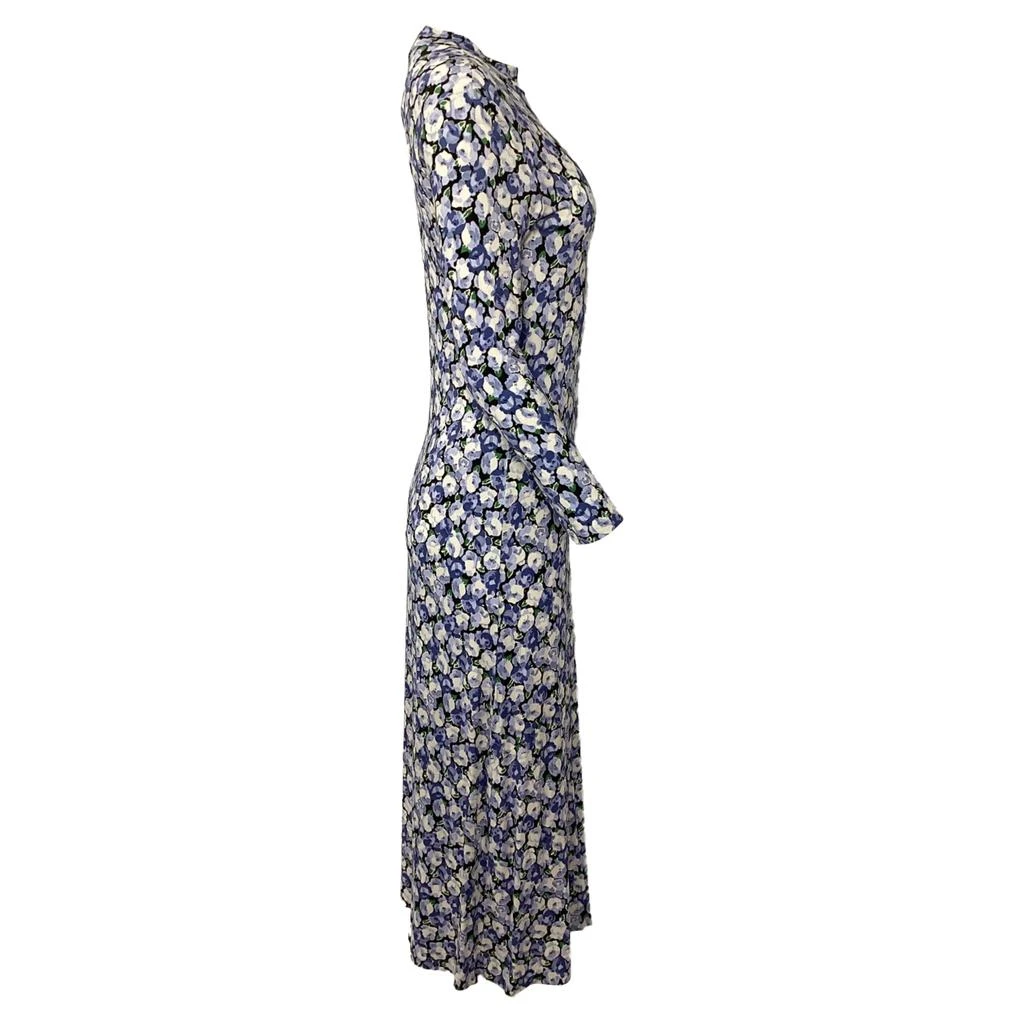 Rixo Elise Floral Printed Midi Long Sleeve Dress in Multicolor Viscose 2