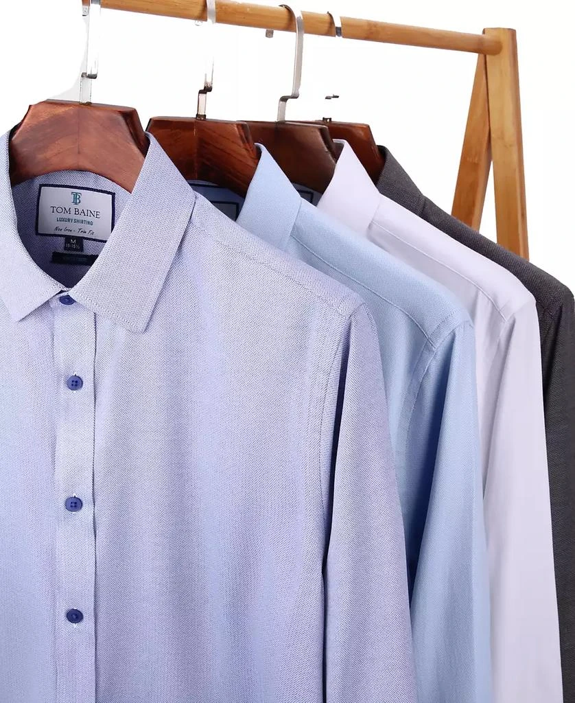 Tom Baine Men's Four-Way Stretch Jacquard Solid Button Down Dress Shirt 2