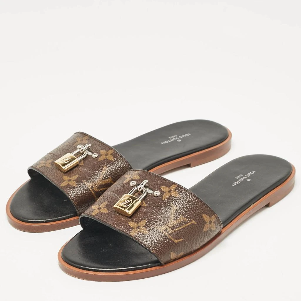 Louis Vuitton Louis Vuitton Brown Monogram Canvas Lock It Flat Slides Size 37 2