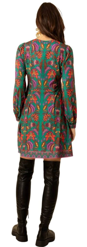 Hale Bob Long Sleeve V Neck Dress In Emerald 3