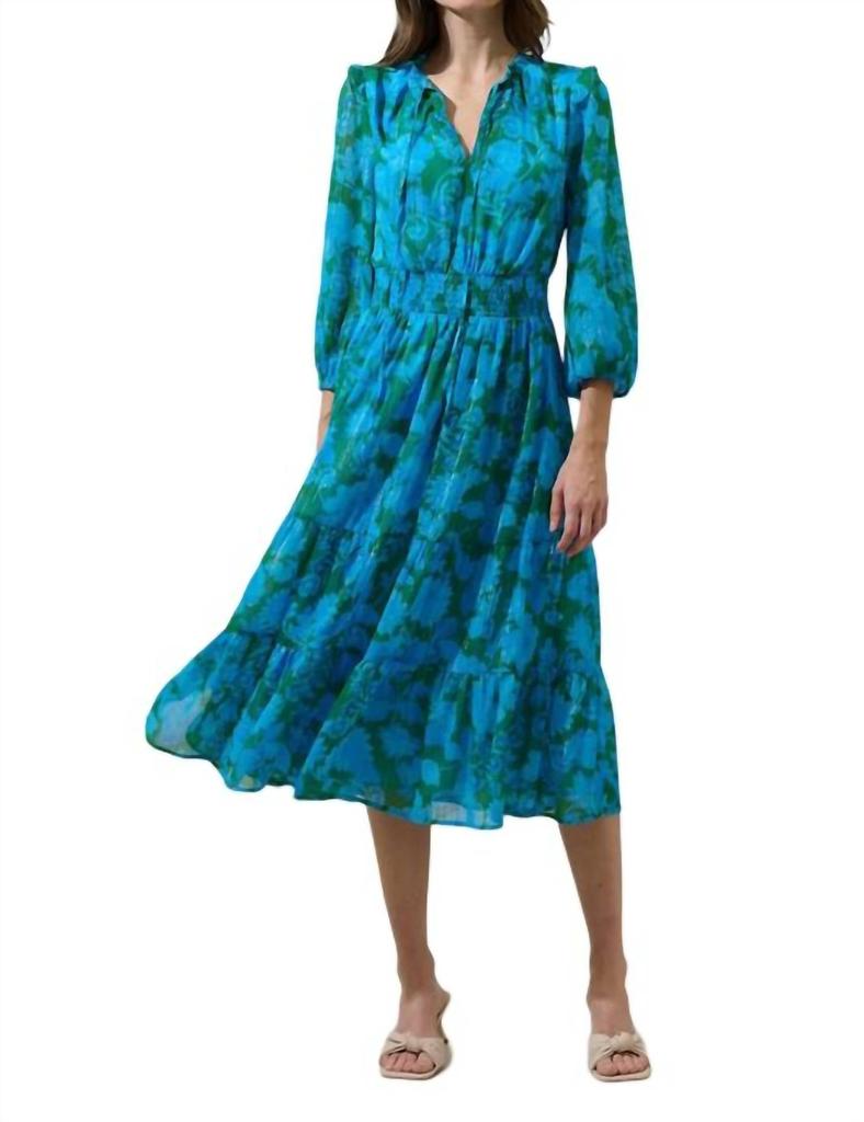 Sugarlips Sugarlips - Akeem Floral Henri Smocked Midi Dress