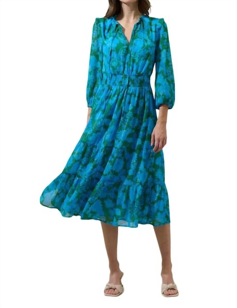 Sugarlips Sugarlips - Akeem Floral Henri Smocked Midi Dress 1