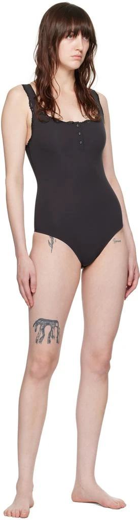 SKIMS Black Fits Everybody Lace Henley Bodysuit 4