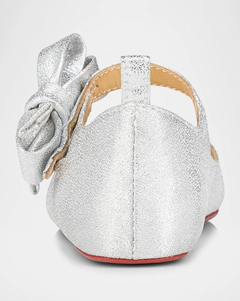 Christian Louboutin Girl
s Lou Babe Shimmer Bow Ballerina Shoes, Baby 4
