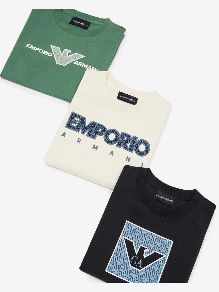 Shop Emporio Armani Boys T-Shirt Set (3 Pack) in Navy on Sale at