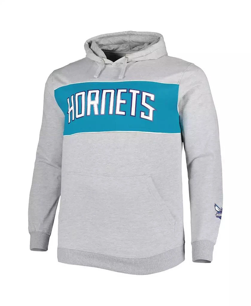 Fanatics Men's Heather Gray Charlotte Hornets Big and Tall Wordmark Pullover Hoodie 2