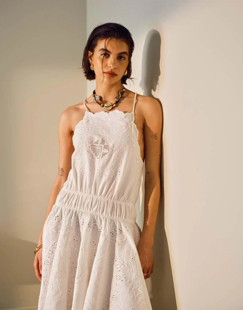 topshop white lace mini dress - WHITE