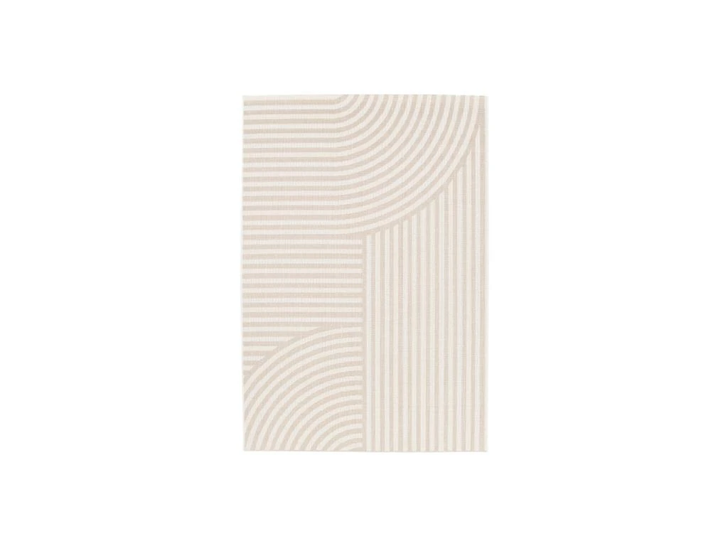 Bobochic Tapis Poils Ras - Annie - Motif Abstrait - Beige 1