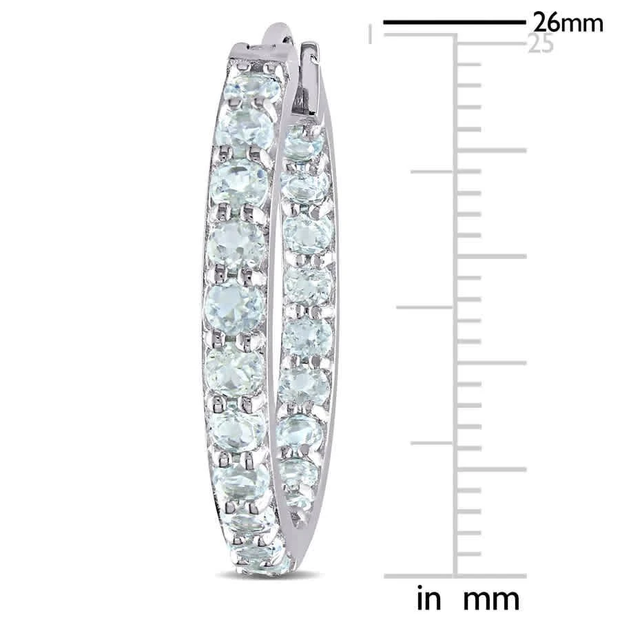Amour Aquamarine Inside Outside Hoop Earrings In Sterling Silver 2