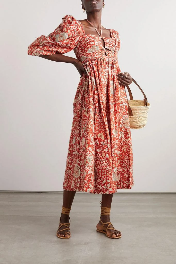 Ulla Johnson Alessa cutout ruched floral-print cotton-poplin midi dress 2