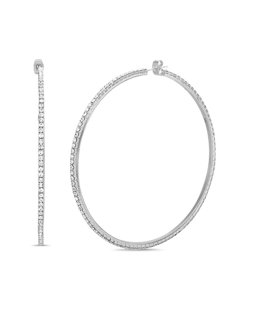 Kensie Silver-Tone Cubic Zirconia Hoop Earring