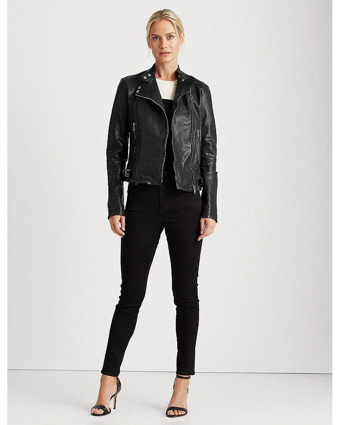 Ralph Lauren Burnished Leather Moto Jacket 10