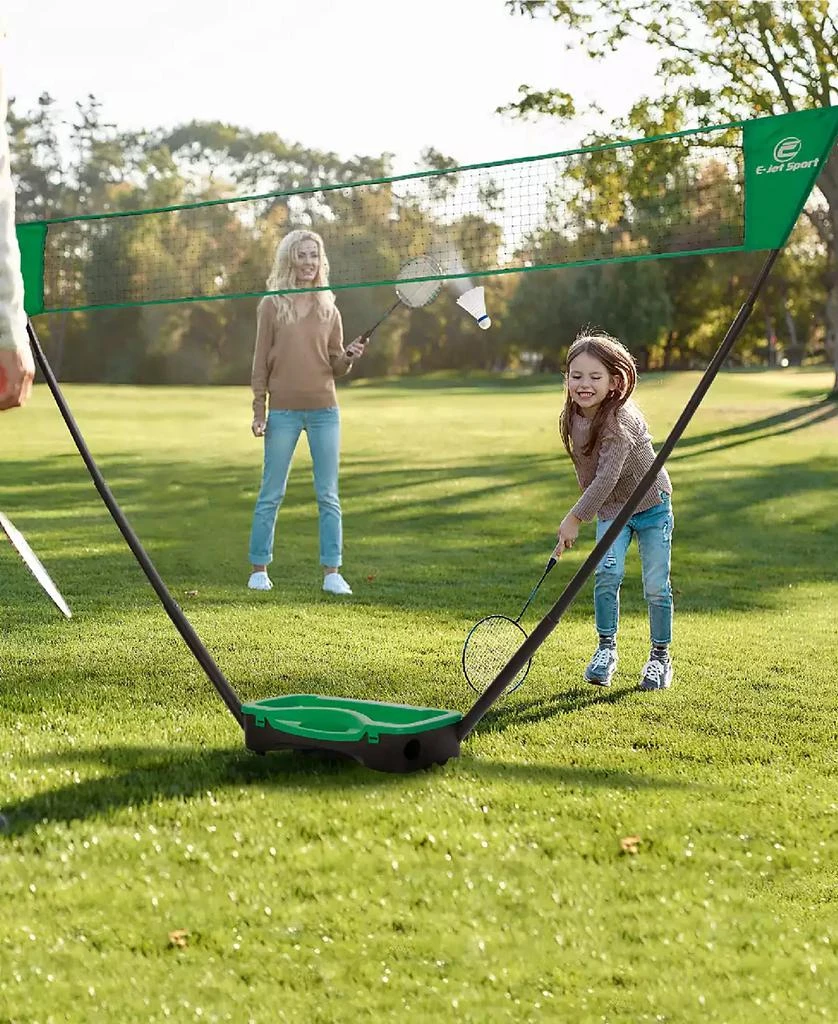 E-JET SPORT Badminton Net Outdoor Game, Badminton Set, Rackets Shuttlecocks Combo for Kids Family Portable, No Tools Required, Portable Storage Base 5