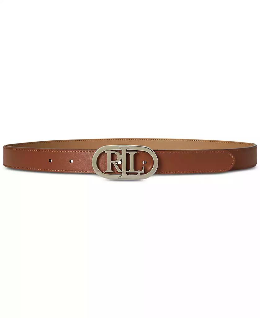 Ralph Lauren Oval-Logo Reversible Leather Skinny Belt