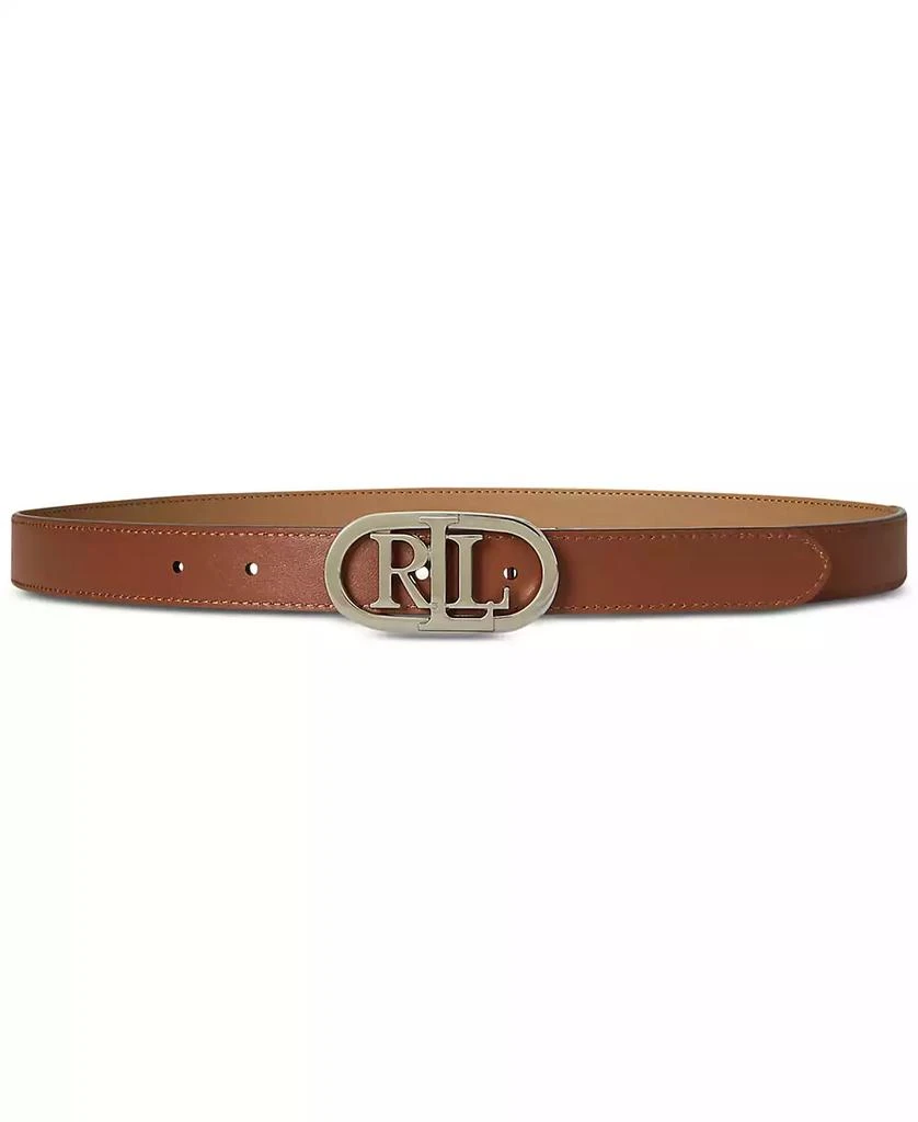 Ralph Lauren Oval-Logo Reversible Leather Skinny Belt 2