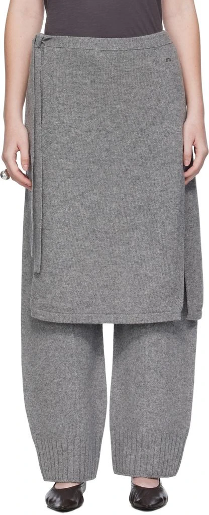 UMARMUNG Gray Wholegarment Wrap Skirt Lounge Pants