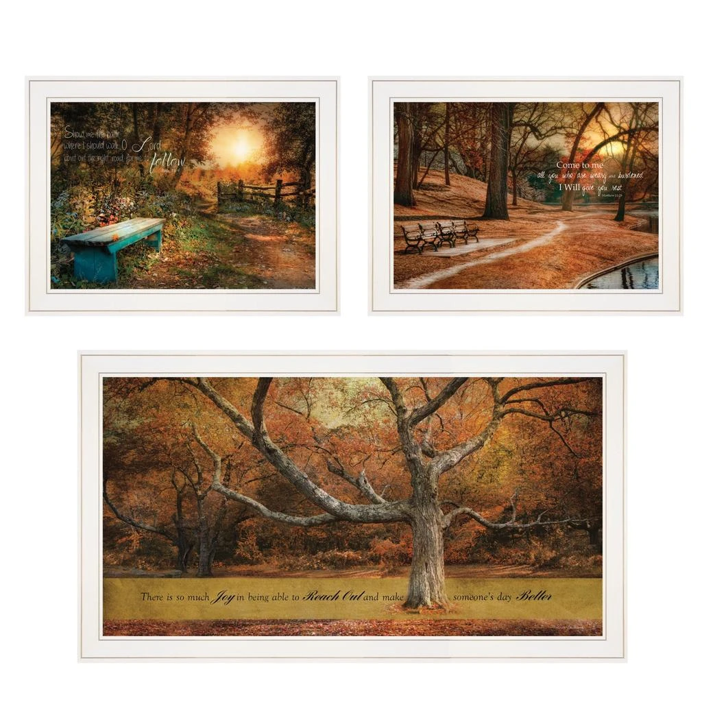Hivvago Set Of Three Tranquil Spaces 1 White Framed Print Wall Art 2