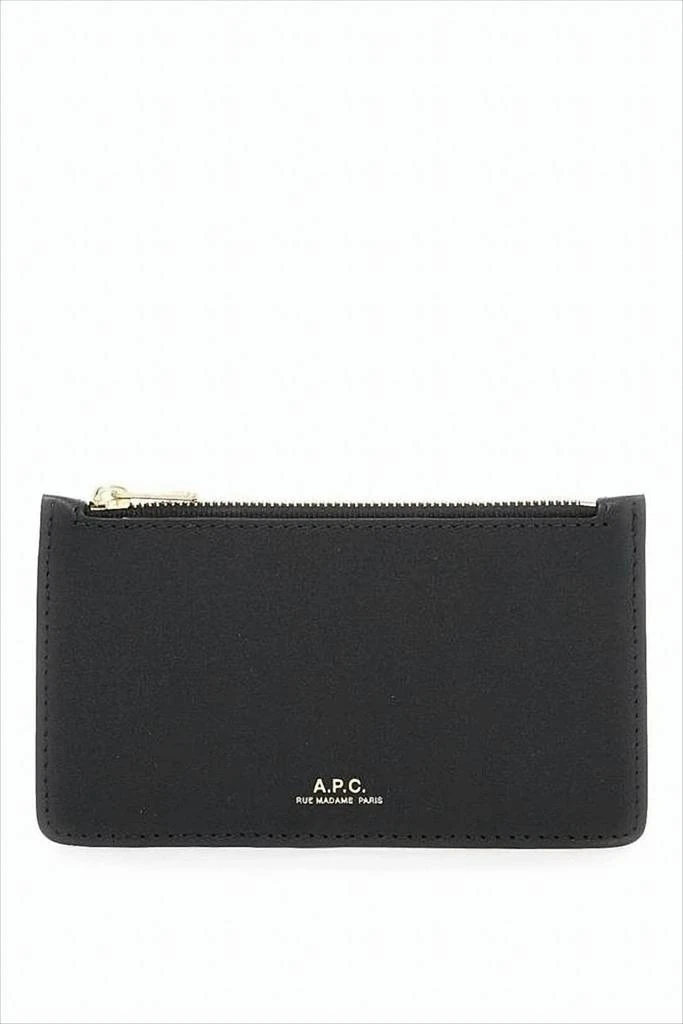 A.P.C. Rectangular Black Wallet with Zip Closure