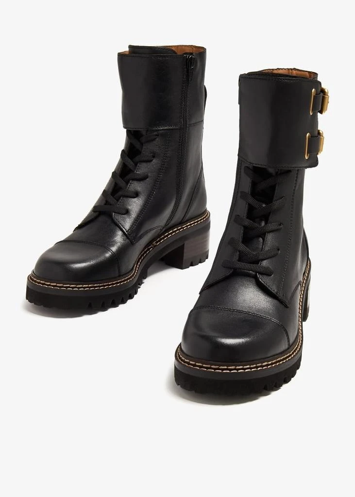 Shop Women's See by Chloe Mallory Combat Boots Black Leather Side