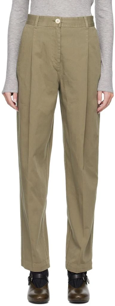 House of Dagmar Khaki Mid-Rise Trousers 1