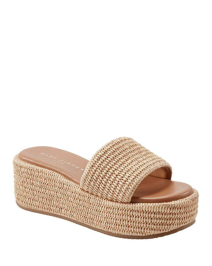 Shop Amami leather and raffia platform mules on Sale at  display picture 2