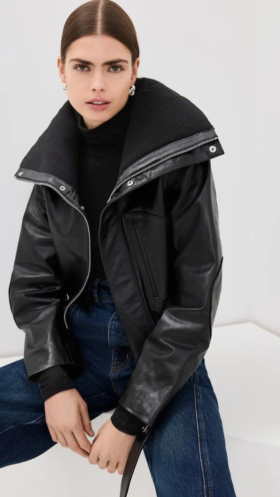 Victoria Beckham Cropped Leather Biker Jacket 1