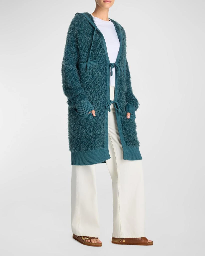 St. John Eyelash Diamond-Knit Long Hooded Cardigan 5