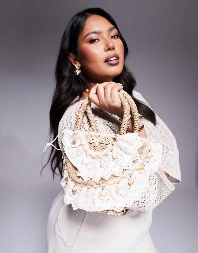 South Beach South Beach crochet and shell embellished mini grab bag 2